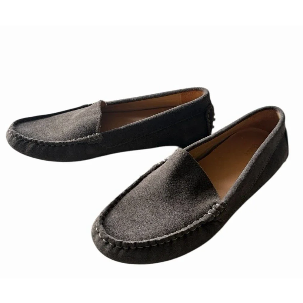 Quince 100% Suede Driver Loafer Medium Brown Shoes 8 NWT - Picture 2 of 9